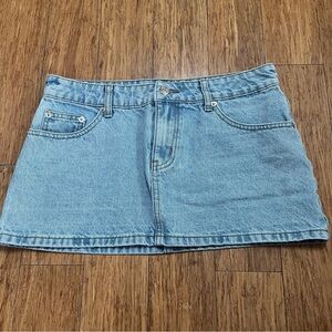 Edikted Light Blue Denim Mini Skirt